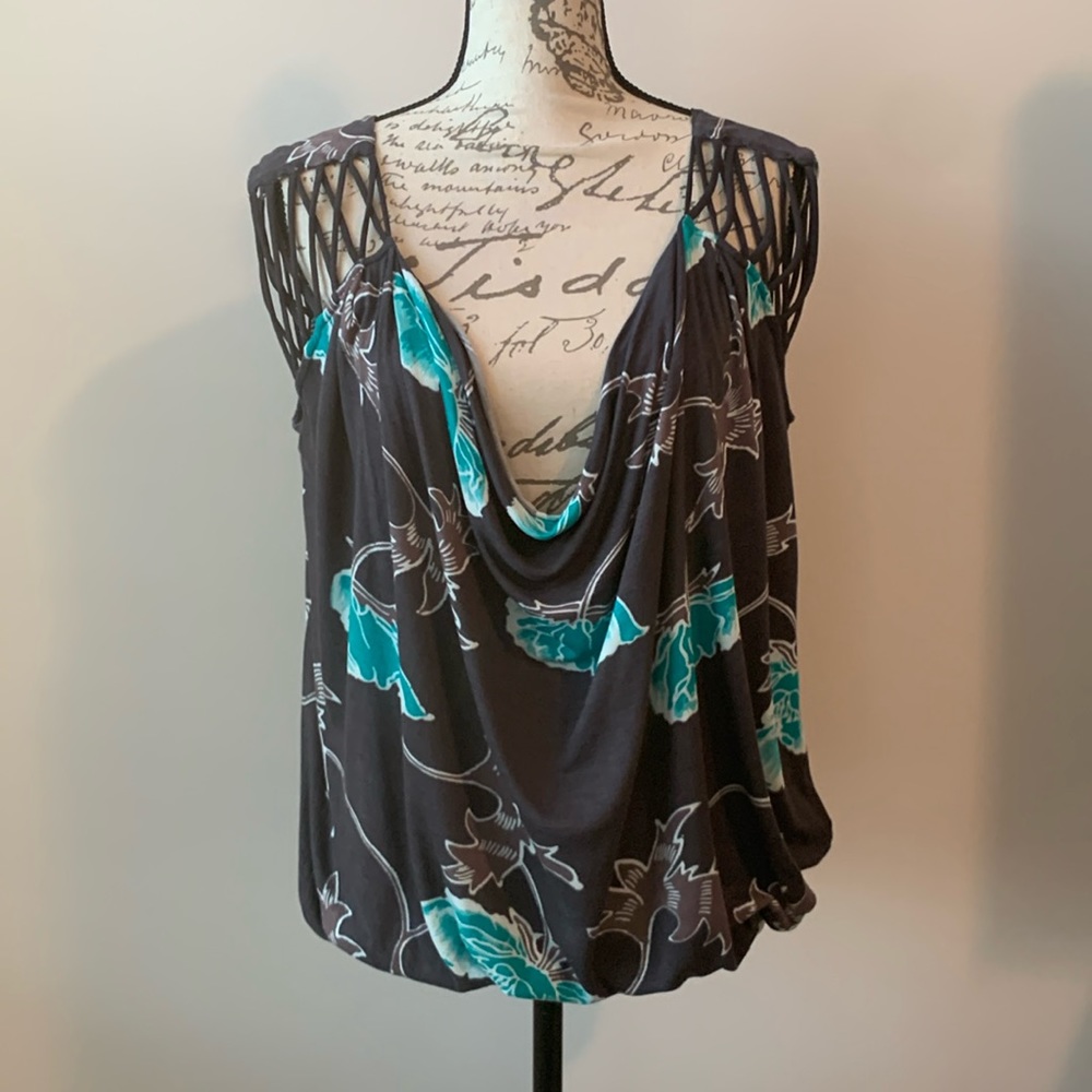 Free People Floral Drape Top